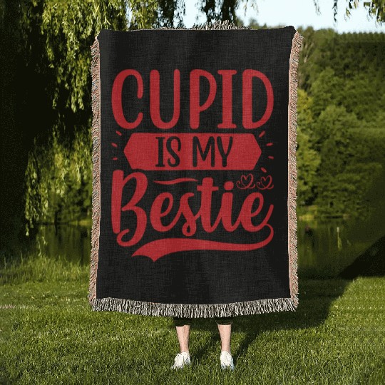 Cupid is My Bestie Woven Blankets