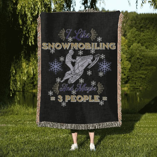 Funny Snowmobiling Introvert Woven Blankets Men Women