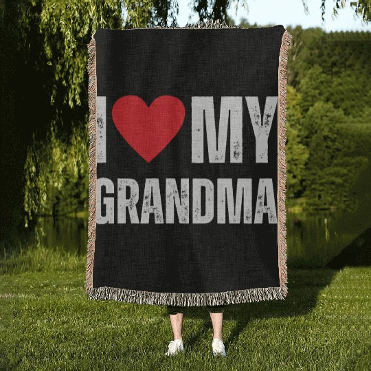 I Love My Grandma Woven Blankets