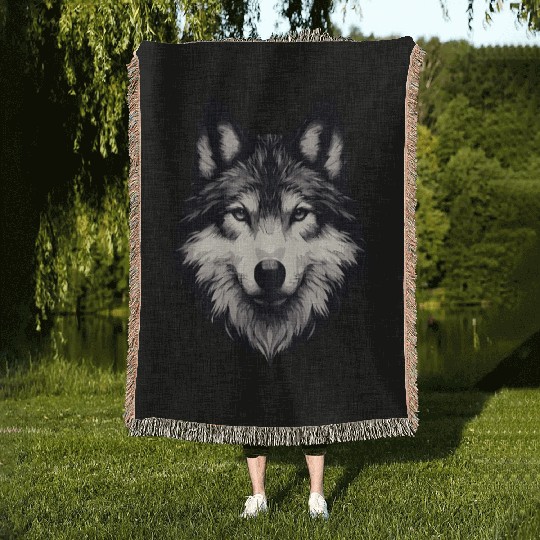 Mystic Alpha Wolf Woven Blankets