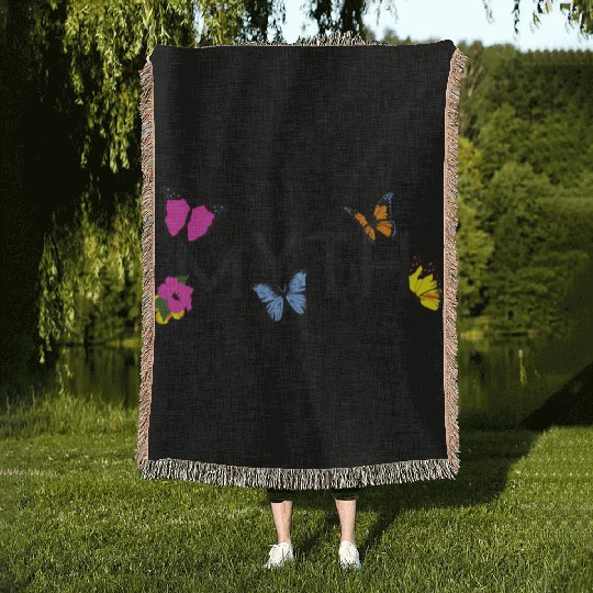 Impossible is a... Myth Hibiscus et papillon Woven Blankets