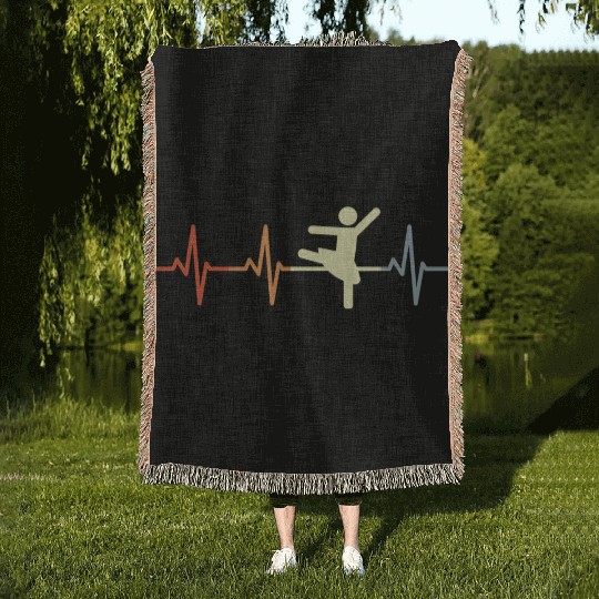 Ballet Dancer Stickfigures Heartbeat Woven Blankets