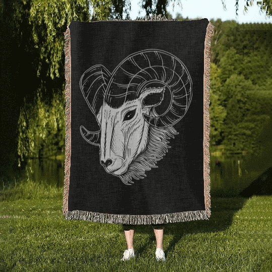 Dark Baphomet Goat Art Woven Blankets