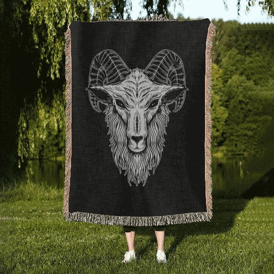 Baphomet Goat Devil Head Woven Blankets