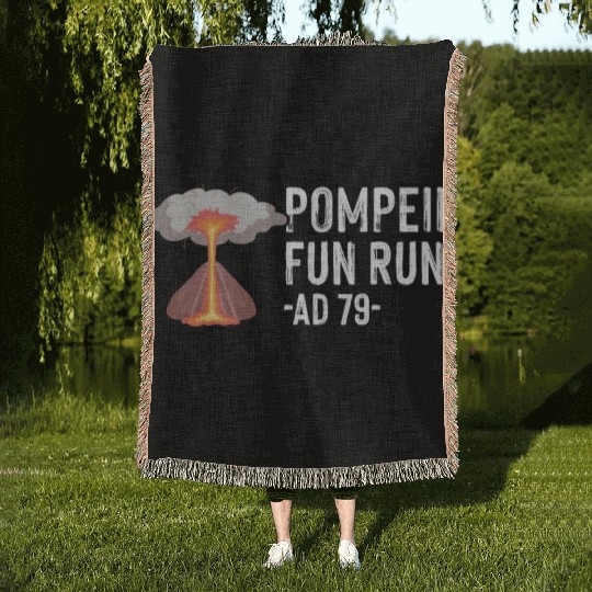 Pompeii Fun Run Italian Volcano Geeks Woven Blankets