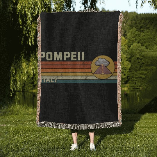 Pompeii Italy Vintage Volcanic Eruption Gift Woven Blankets