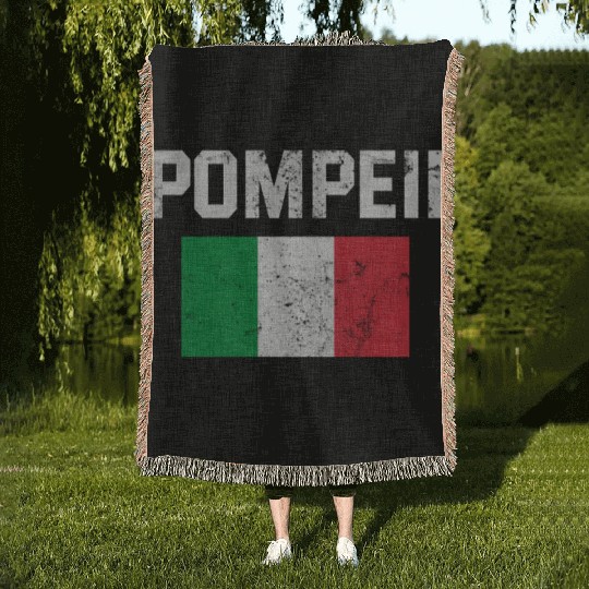 Pompeii Flag Italy Geology Woven Blankets