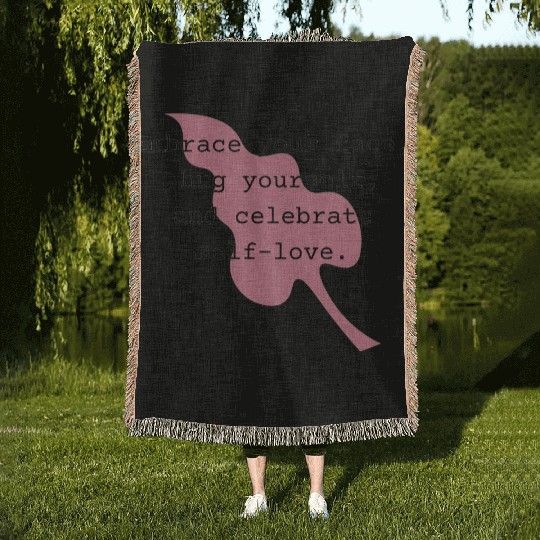 Self-Love Affirmation Leaf Design Woven Blankets
