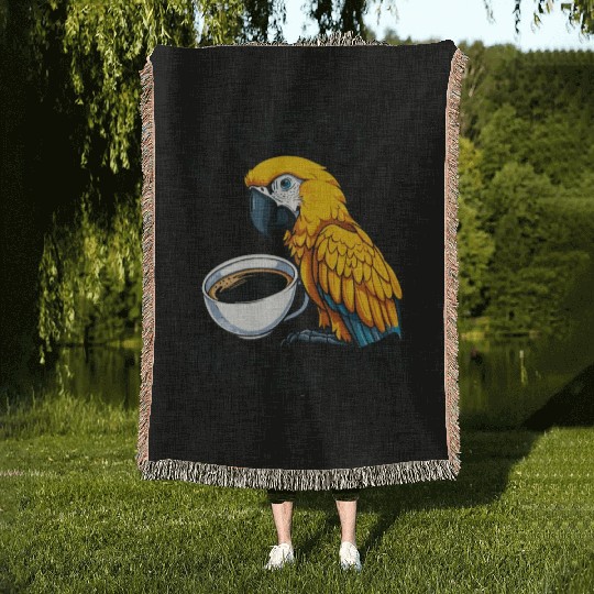 Gold Macaw Macaw-Fee Coffee Lover Woven Blankets