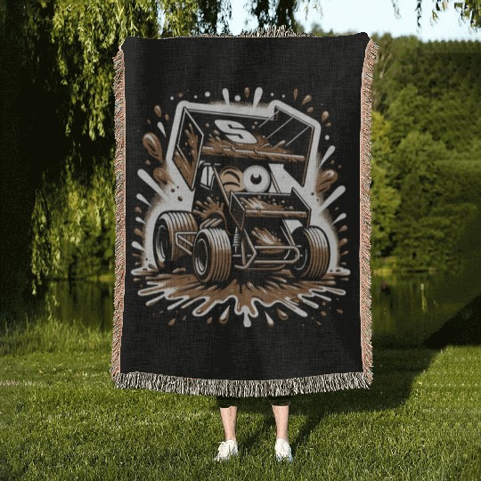 Sprint Car Mom Dirt Track Racing Racing Race Day Woven Blankets