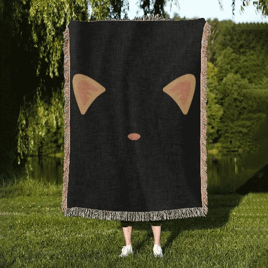 Floating Cat Face Woven Blankets