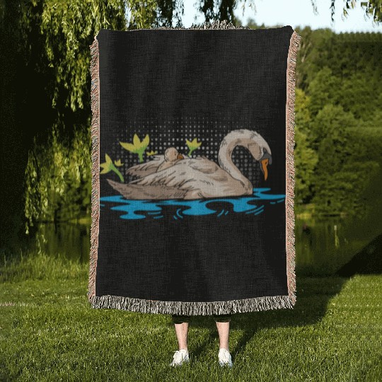 Mother Child Swan Zookeeper Gift Woven Blankets