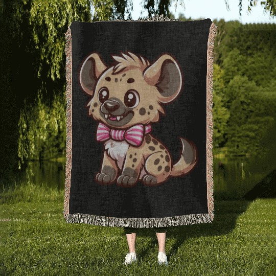 Playful Hyena Cartoon Woven Blankets