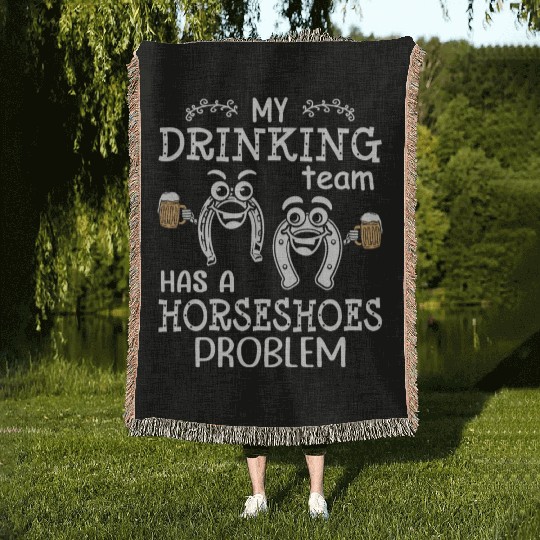 Drinking Team Horseshoe Pitching Woven Blankets