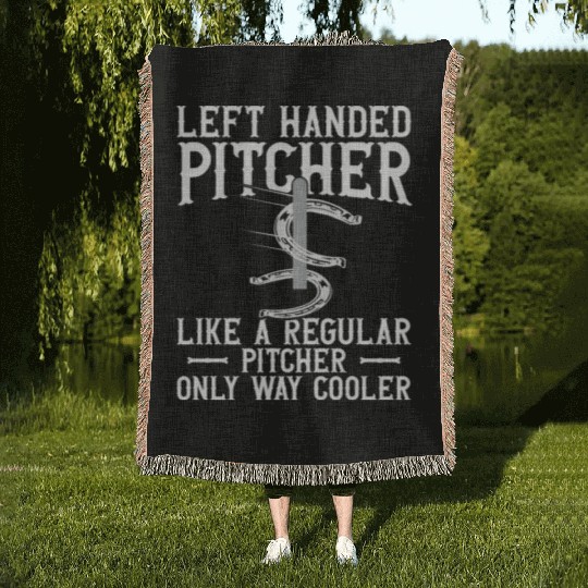 Left Hander Pitcher Horseshoe Pitching Woven Blankets