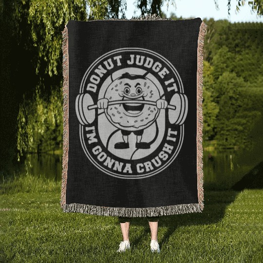 Fitness Donut Funny Donut Gym Woven Blankets