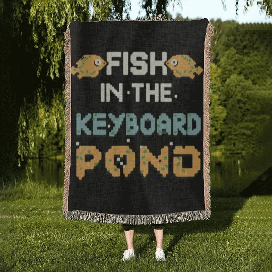 Fish In The Keyboard Pond Woven Blankets