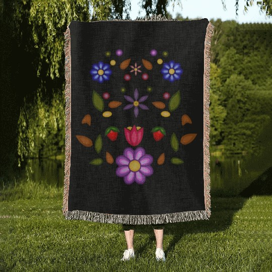 Native Ojibwe Floral with Anishinaabe Flowers Woven Blankets