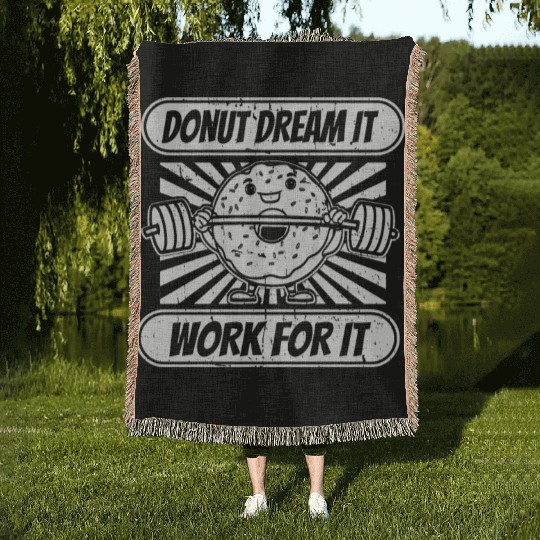 Fitness Donut Funny Donut Gym Woven Blankets