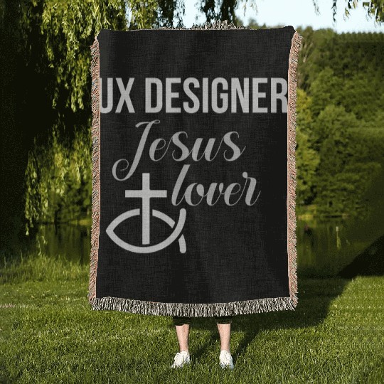 UX Designer Jesus Lover Woven Blankets