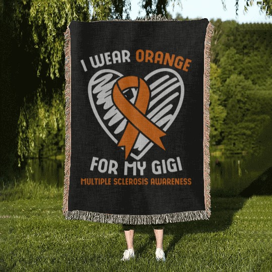 I Wear Orange For My Gigi Multiple Sclerosis Aware Woven Blankets