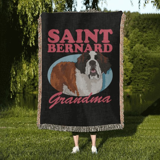 St. Bernhard Dog Saint Bernard Grandma Woven Blankets