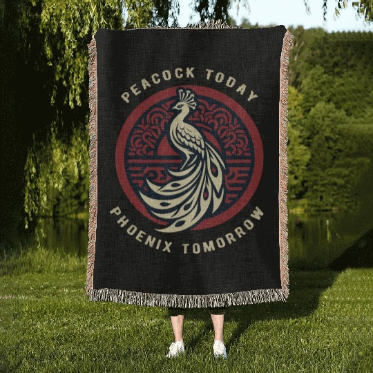 Peacock Today Phoenix Tomorrow Chinese Mythtical Woven Blankets