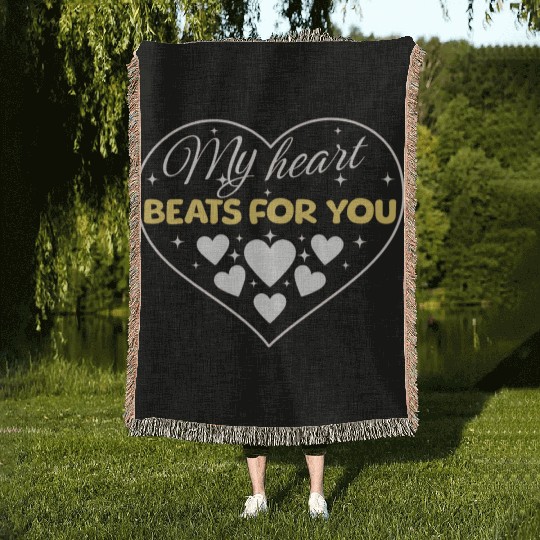 My heart beats for you. Woven Blankets