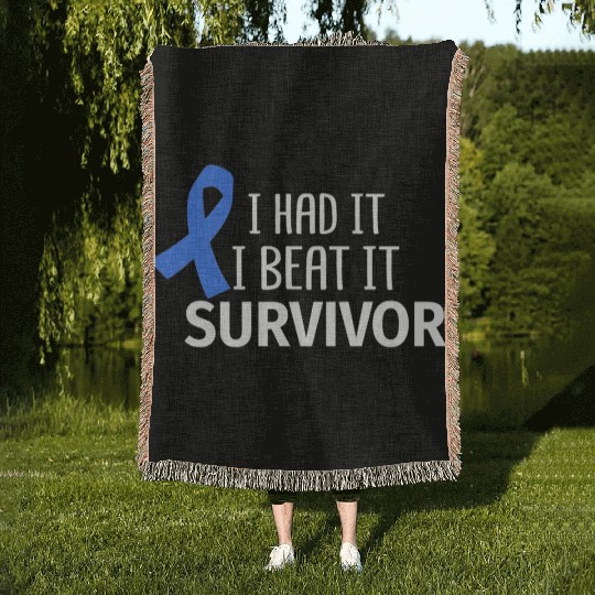 Colon Cancer I Had It I Beat It Survivor Dark Blue Woven Blankets