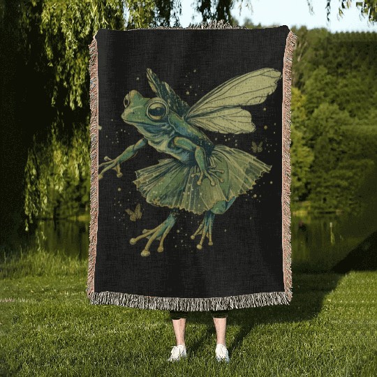 Ballet Frog Fairy Tale Amphibian Fantasy Animal Woven Blankets