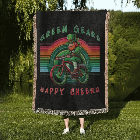 Green Gears, Happy Cheers Saint Patrick's Day 2024 Woven Blankets