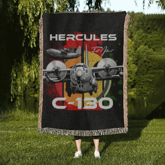 C-130 Hercules Military Aircraft Woven Blankets