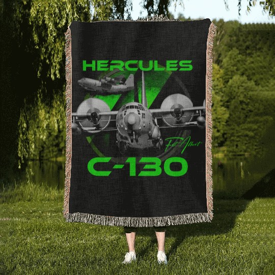 C-130 Hercules Military Aircraft Woven Blankets