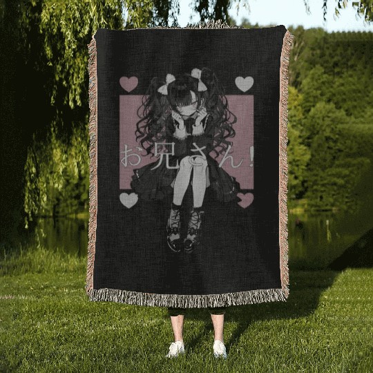 Gothic Maid Anime Harajuku Yami Kawaii Aesthetic Woven Blankets