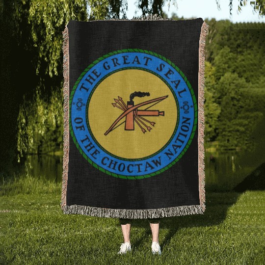 The Great Seal of Choctaw Nation of Oklahoma Woven Blankets