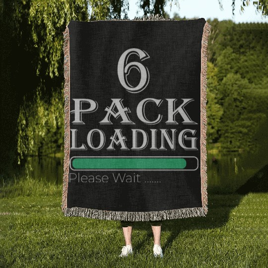 Six Pack Loading Please Wait funny gym workout Woven Blankets
