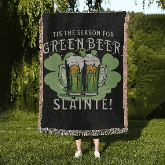 St Pat's Design This is the Season for Green Beer Woven Blankets