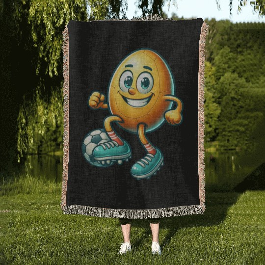 Easter egg football design, footballer Easter Woven Blankets