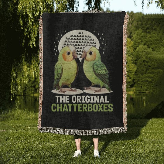 Cute Quaker Parrot Green Monk Parakeet Funny Bird Woven Blankets