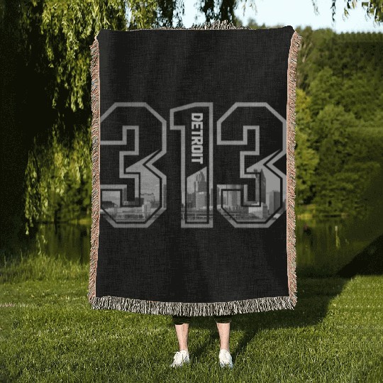Detroit Michigan Motor City USA Woven Blankets