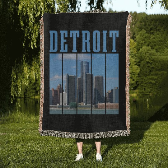 Detroit Michigan Motor City USA Woven Blankets