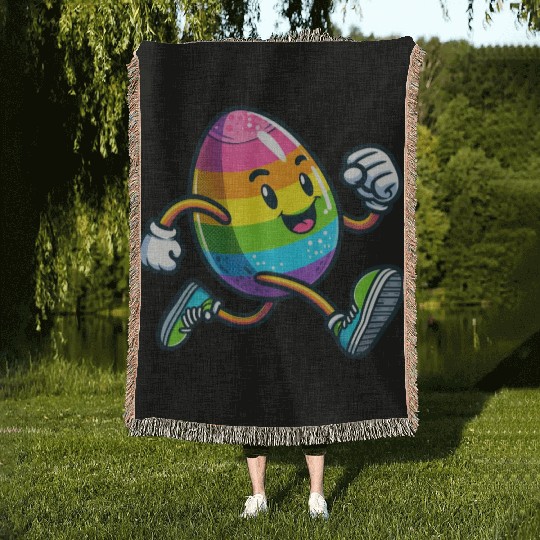 Easter Egg Marathon Jogging Running Fitness Woven Blankets