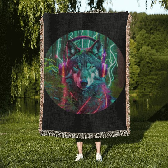 Electric Wilderness Glow 1 Woven Blankets