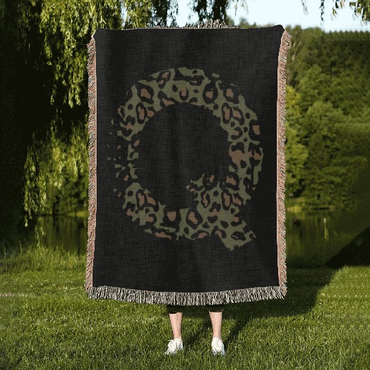 Q army camo design Woven Blankets