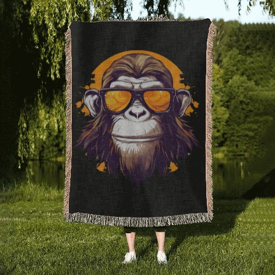 Street Art Monkey Urban Rap Street Monkey Woven Blankets