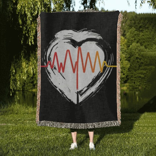 Valentine's day heartbeat Woven Blankets