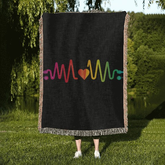 Valentine's day heartbeat Woven Blankets