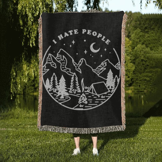 I Hate People Nature Mountain Outdoor Woven Blankets