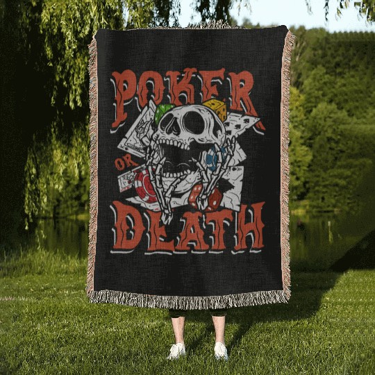 Poker or death | lucky player skull Woven Blankets