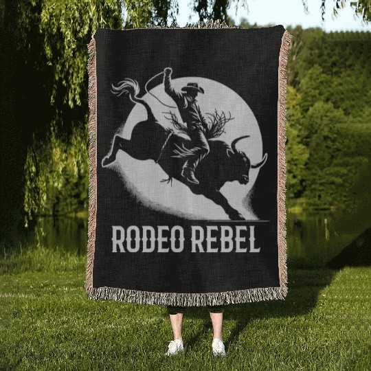Rodeo Bull Riding Livestock Show Farmer Cattle Woven Blankets